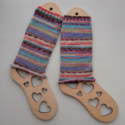 レッグウォーマー☆青・オレンジ色系＊洗濯機OK！ 1枚目の画像