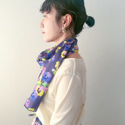 原毛フリンジの布フェルトストール [シルクオーガンジー╱くろ