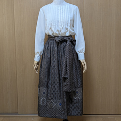 SOLD 着物リメイク ジャンパースカート 大島紬 M〜L ワンピース さら