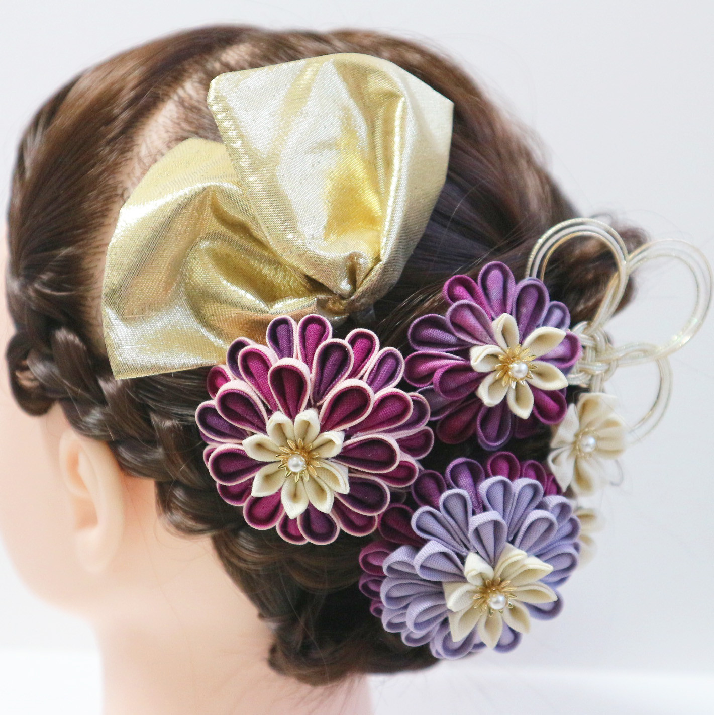 【SALE】【40％OFF】【在庫限り】つまみ細工　髪飾り 【PP0１】紫系　成人式　卒業式　和装 七五三