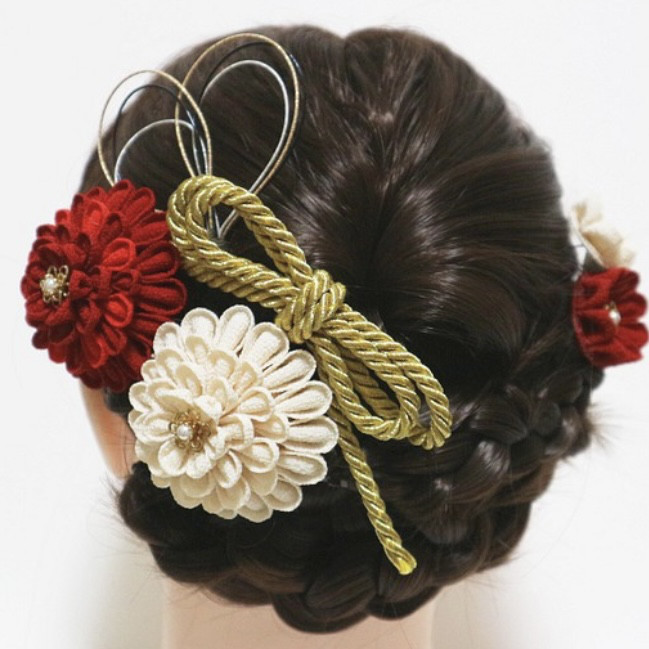 【SALE】【40％OFF】【在庫限り】つまみ細工　髪飾り 【L-03】赤系　成人式　卒業式　和装 七五三