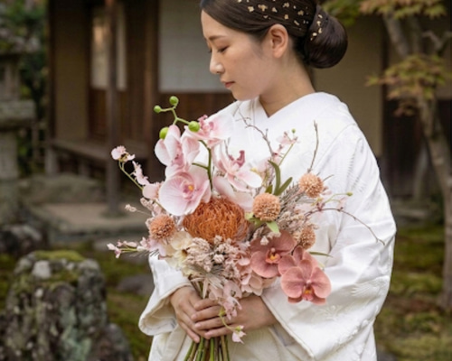 白無垢に合わせたい和装ブーケ/胡蝶蘭ブーケ|前撮りブーケ|和装婚|胡蝶