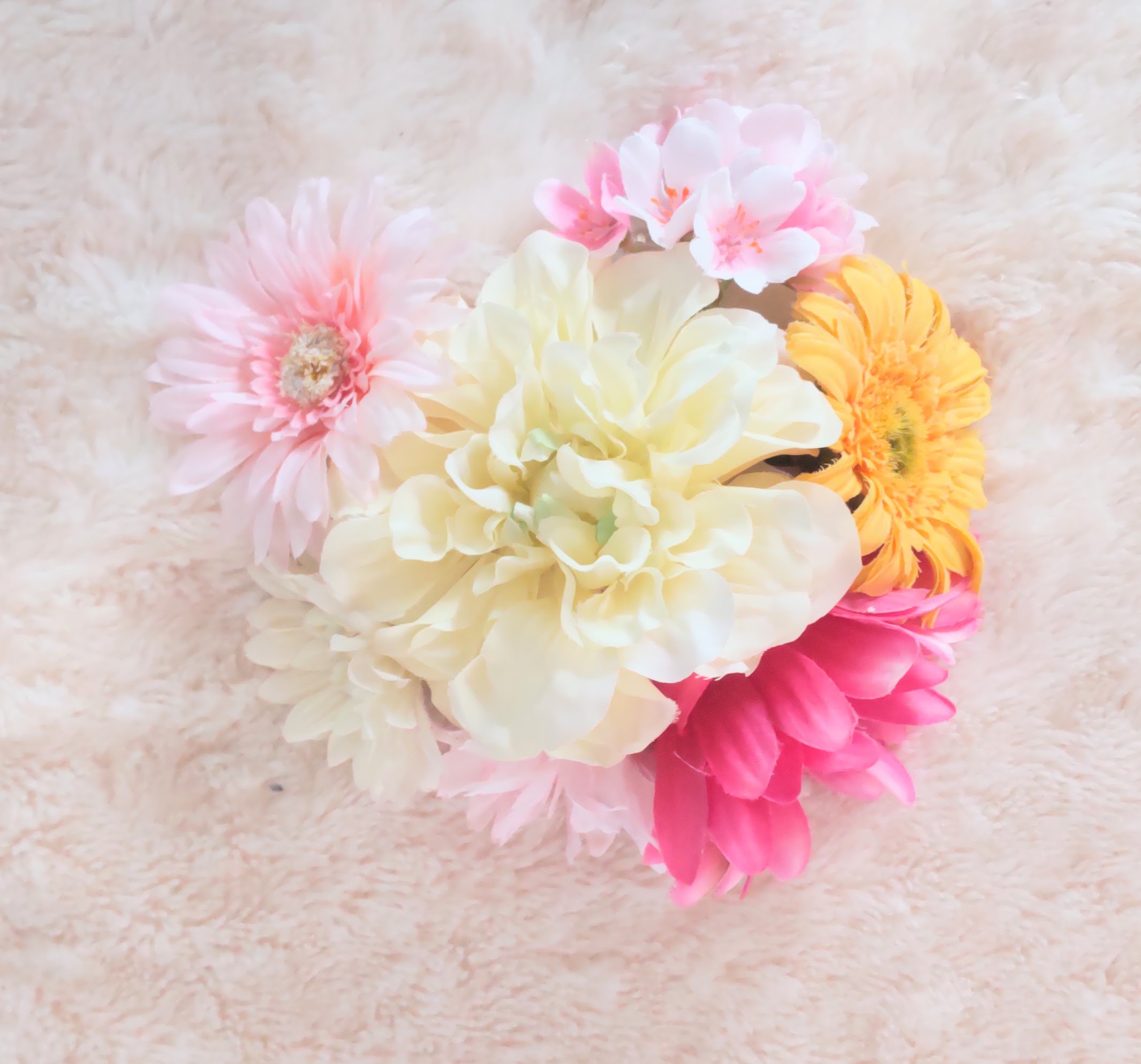 ガーベラとダリア　桜の髪飾り