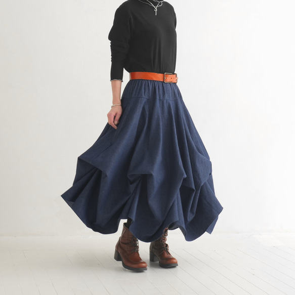 新款牛仔【自由伸展半身裙】銷量超過1500件 * 輕鬆搭配任何服飾 * 隨心所欲而動，展現優美身形 * 靛藍色 第2張的照片