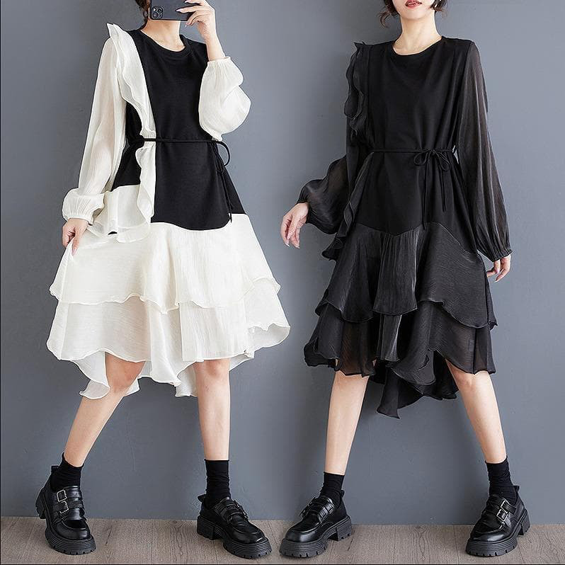 大きいサイズ ワンピース　シアー　フリル　レディース 秋冬　春 新品 長袖