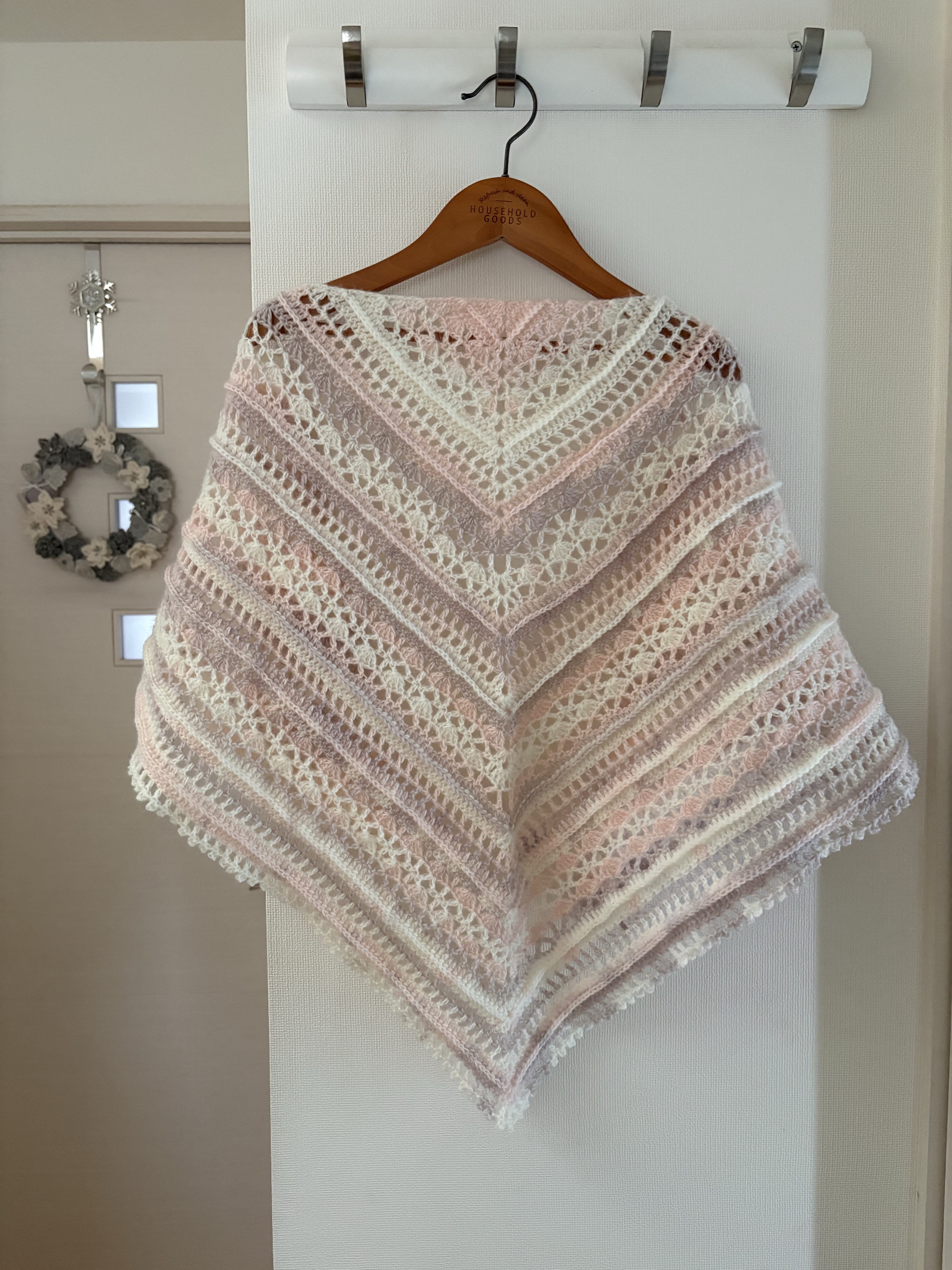 ★送料無料★自宅で洗濯OK ★あったかウール混の三角ショール・バレエショール