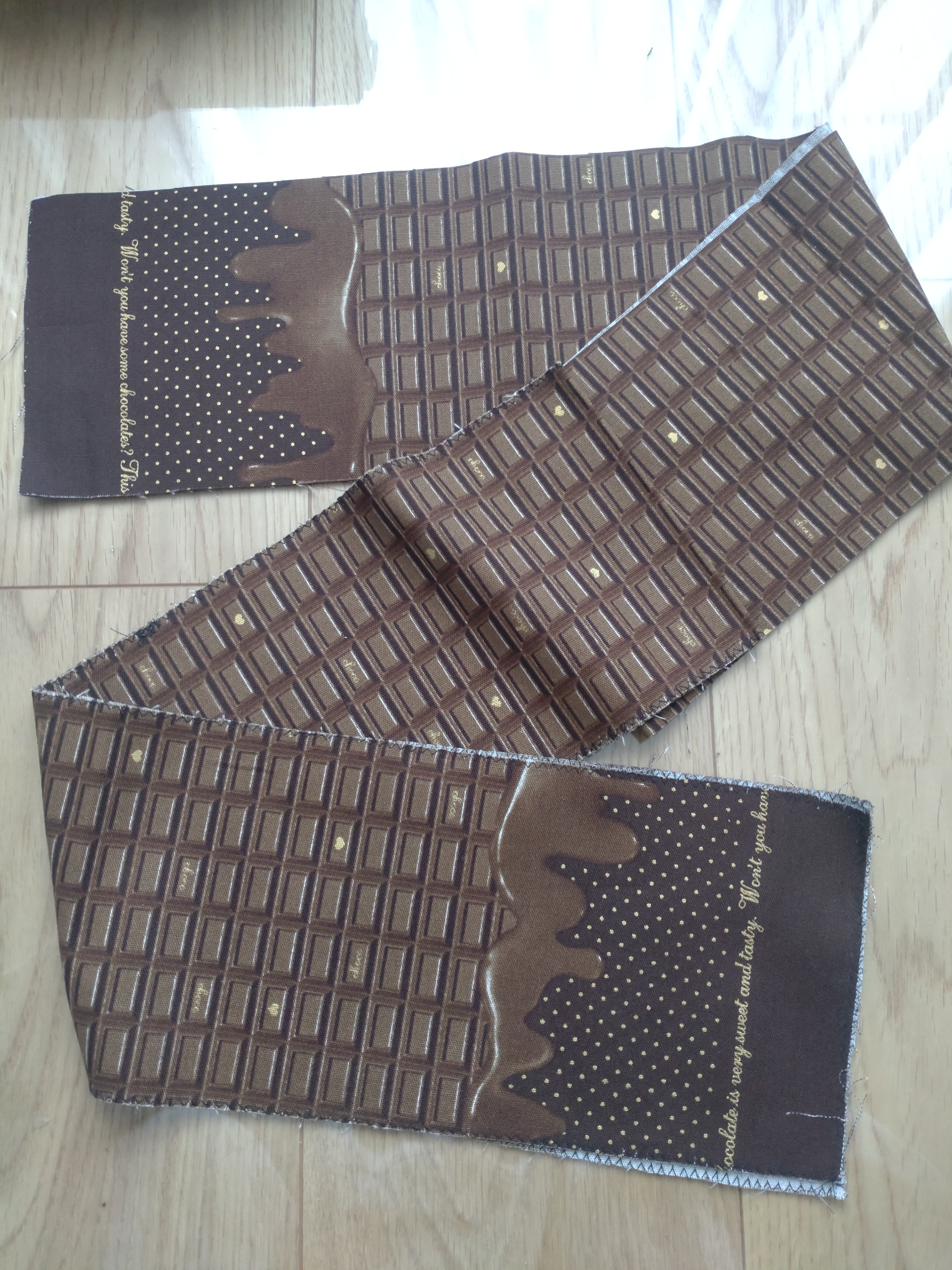 とろけるチョコ柄　半幅帯【出品限り】