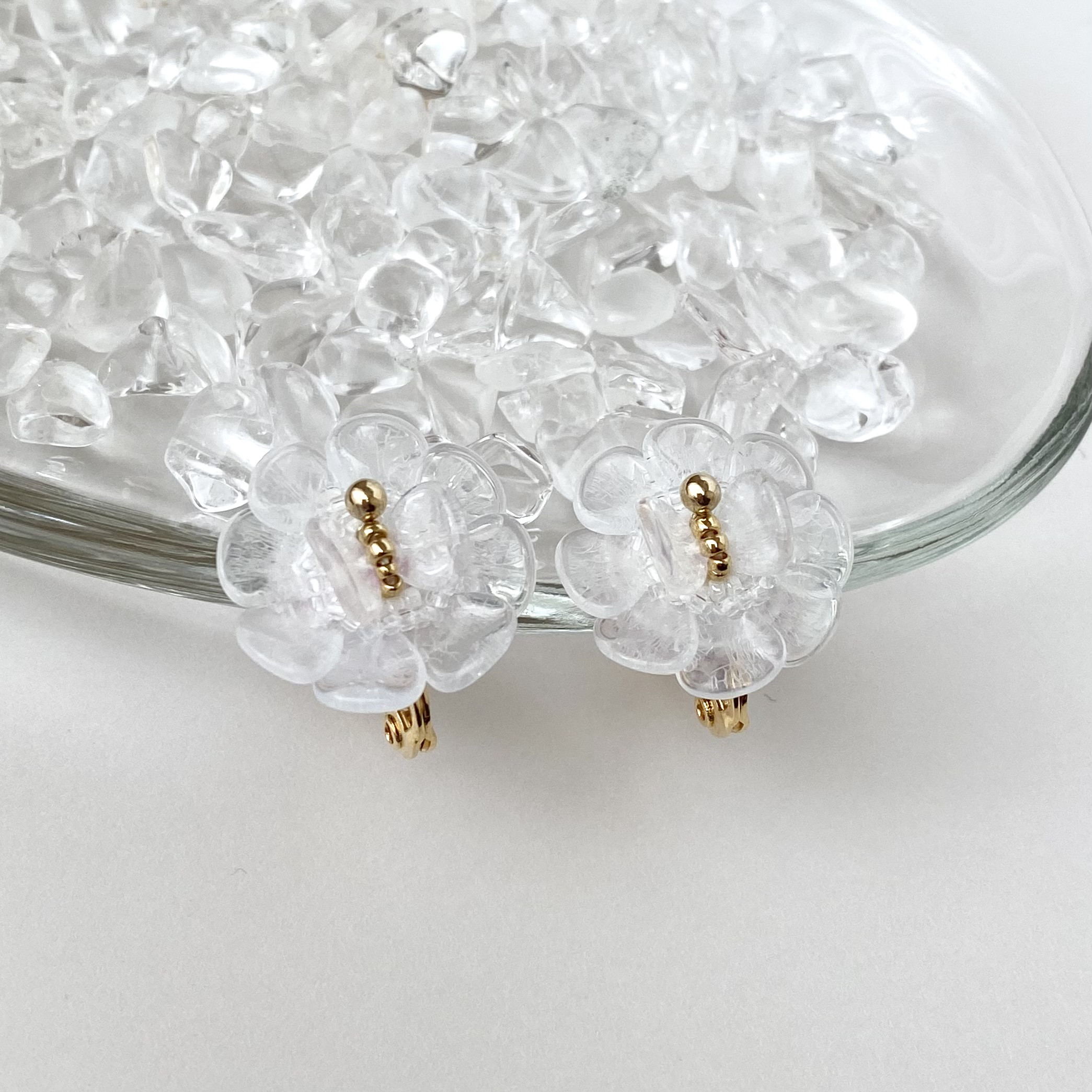 フラワーピアス/イヤリング(クリア)