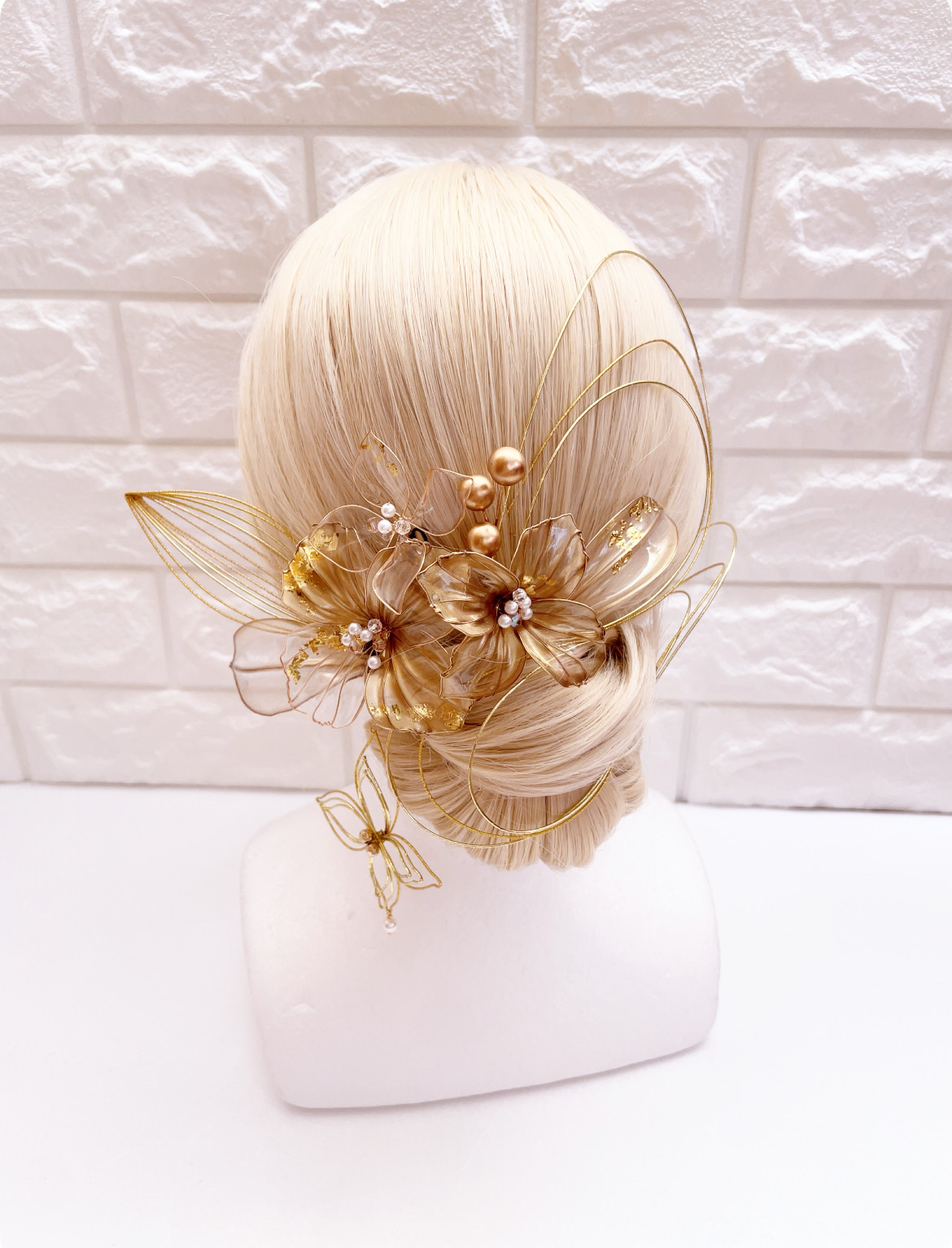 アメリカンフラワー　ディップフラワー　ディップアート　髪飾り　成人式髪飾り　卒業式髪飾り　結婚式髪飾り　ヘアアクセサリー