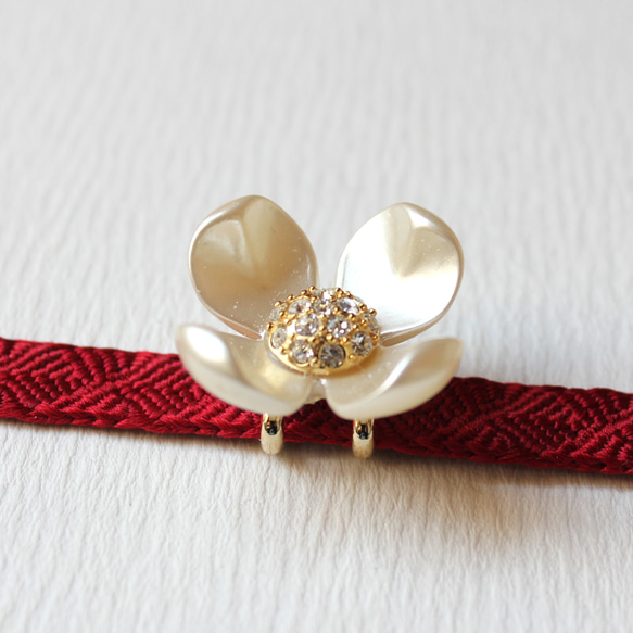 ●帯留/帯留め 4枚花弁の花 5枚目の画像