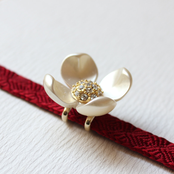 ●帯留/帯留め 4枚花弁の花 7枚目の画像