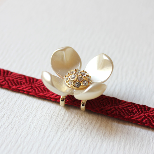●帯留/帯留め 4枚花弁の花 6枚目の画像
