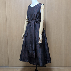 SOLD 着物リメイク ハイネックロングベスト 大島紬 M〜L ベスト さら