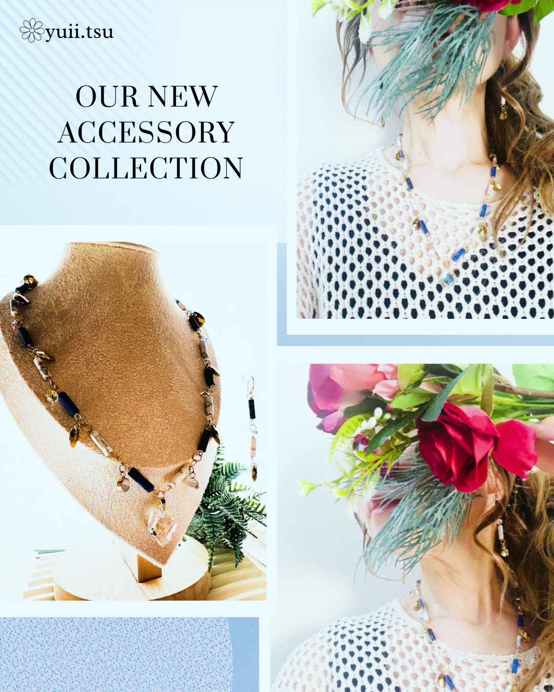 天然石&スワロネックレス&ピアス