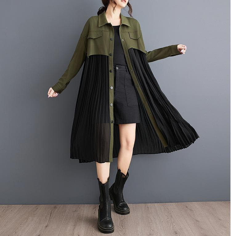 大きいサイズ プリーツ　ワンピース　レディース チュニック　秋冬　春 長袖