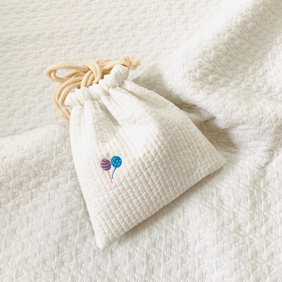 teddy bear 選べるコップ袋　H22Ｗ21  巾着　ヌビバッグ　入園入学　ヌビ　刺繍　くま　テディベア　可愛い 2枚目の画像