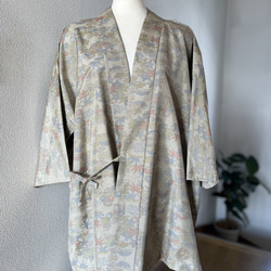 大島紬 作務衣 小花柄 着物リメイクファッション 大人のお洒落絹上衣