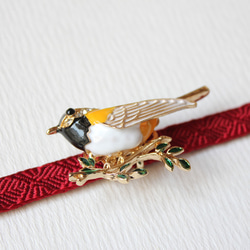 ●帯留/帯留め 黄色い小鳥 3枚目の画像