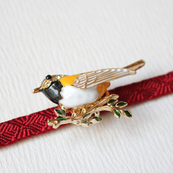 ●帯留/帯留め 黄色い小鳥 3枚目の画像