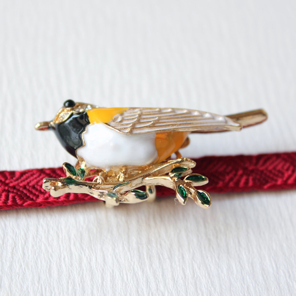●帯留/帯留め 黄色い小鳥 4枚目の画像