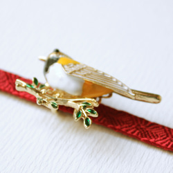 ●帯留/帯留め 黄色い小鳥 6枚目の画像