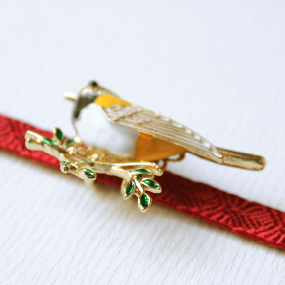 ●帯留/帯留め 黄色い小鳥 6枚目の画像