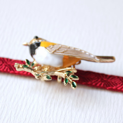 ●帯留/帯留め 黄色い小鳥 5枚目の画像