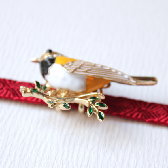 ●帯留/帯留め 黄色い小鳥 5枚目の画像