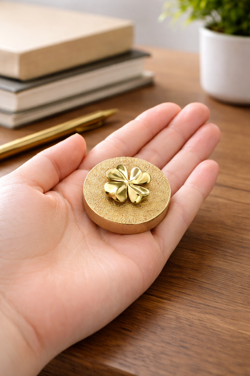 デスクオブジェシリーズ(ミニ) 四葉のクローバーペーパーウェイト