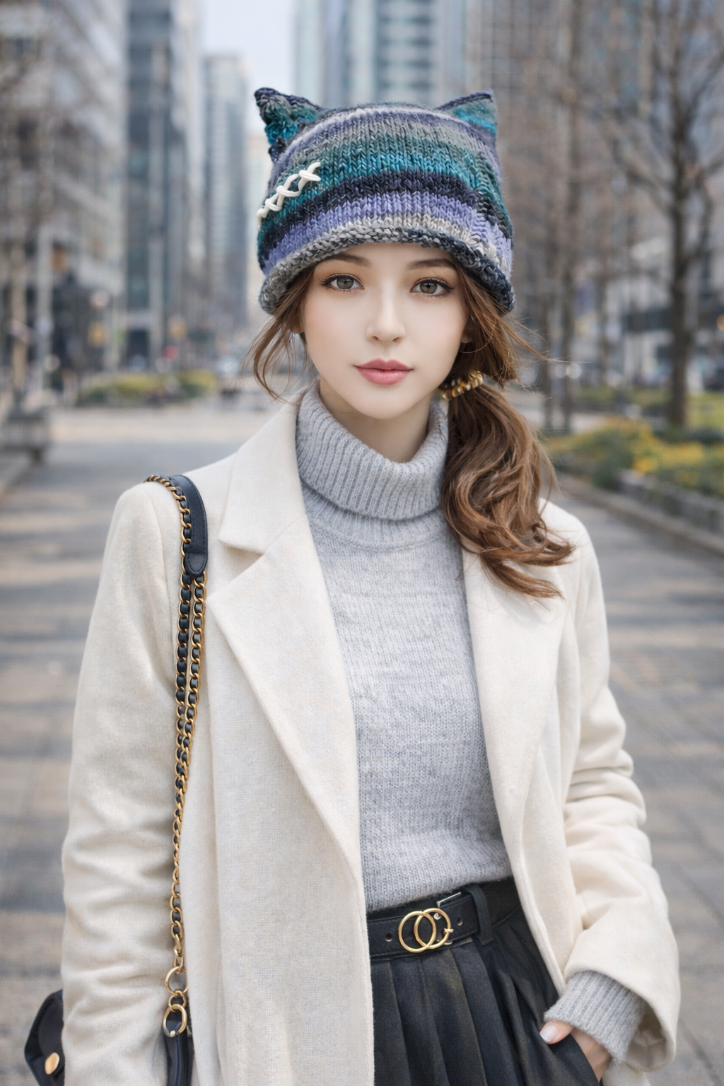 大人の猫耳ニット帽④