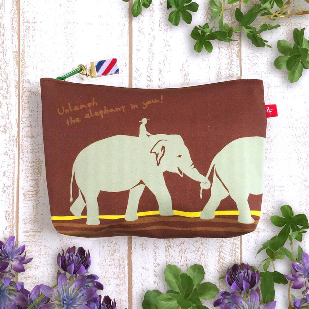 《送料無料》コスメポーチ ゾウBR