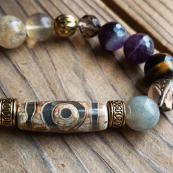 ◇緑瑪瑙龍神天珠＆ドラゴンアゲート（龍紋瑪瑙）のブレスレット⁡ 9000