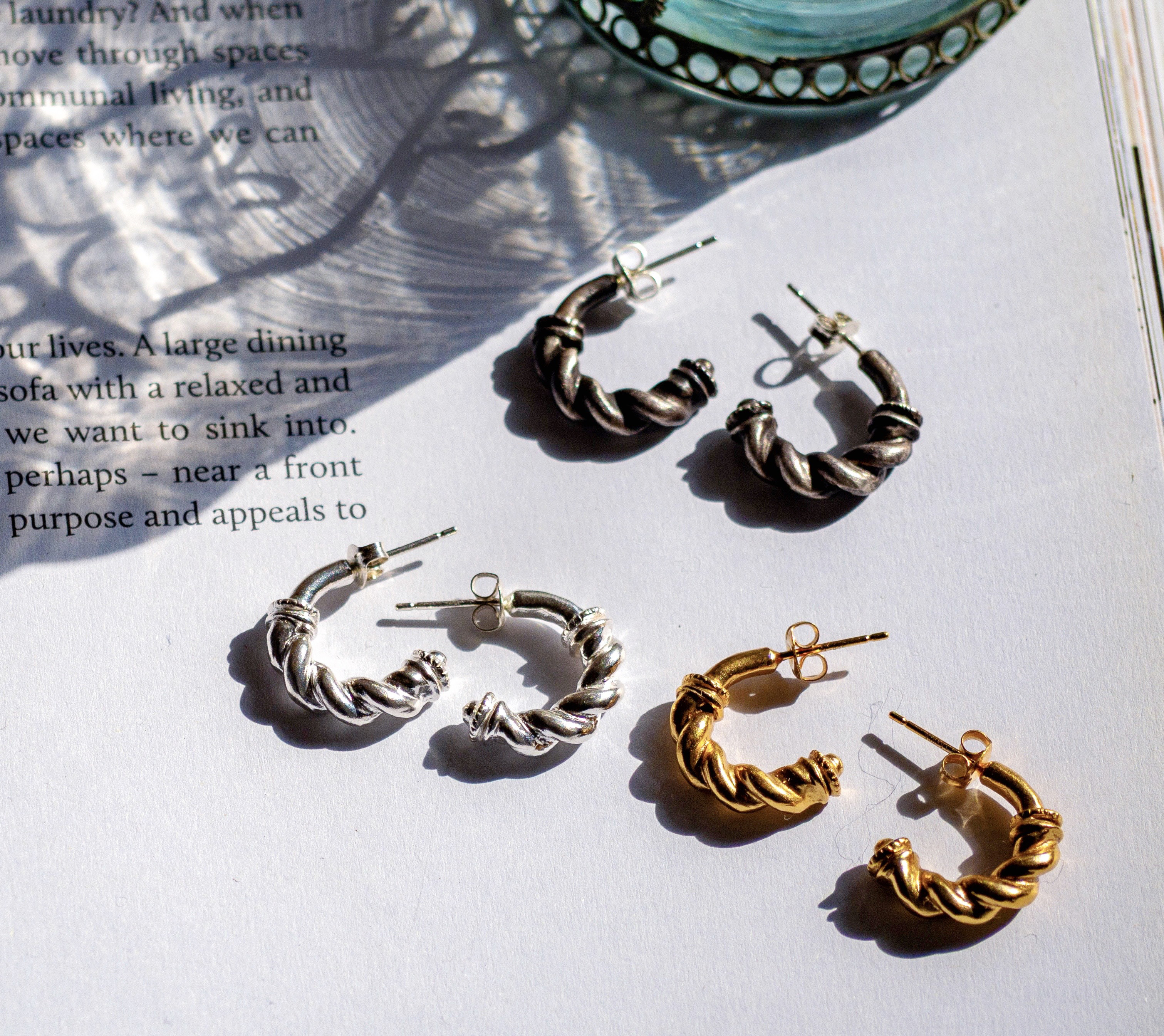 Vint Relic ピアス（両耳用）silver925/燻し加工/k18coding/送料無料