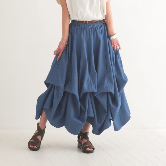 新款牛仔【自由搭配半身裙】銷售超過1500件 * 可自由搭配 * 隨心而動，展現優美身形 * 靛藍色 第3張的照片