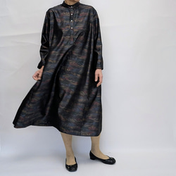 着物リメイク 大島紬 を贅沢に使った テントライン ロングワンピース