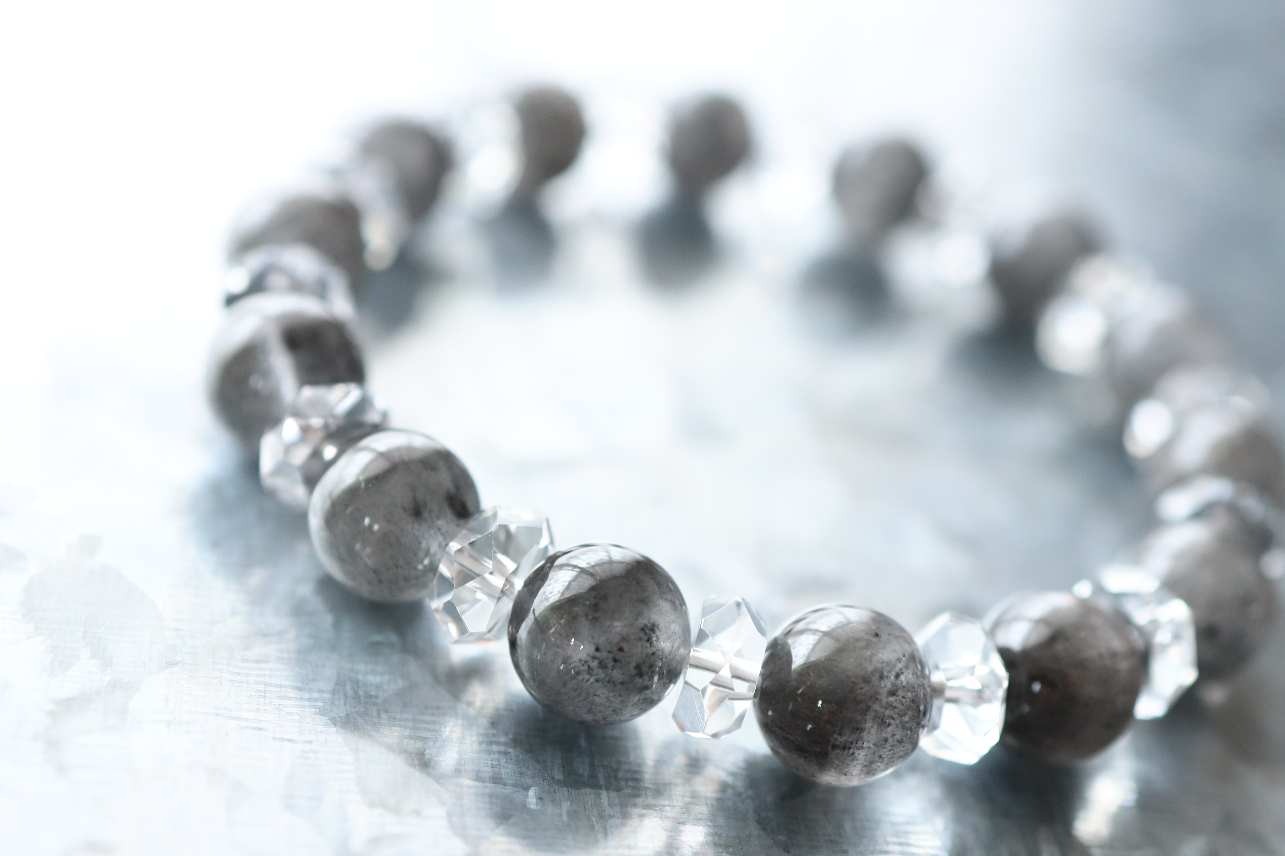 …☆スーパープレミアムブレス☆…☆奇跡の石☆ブラックオーラライト23：約10ミリ＆水晶☆…☆天然石ブレスレット☆…