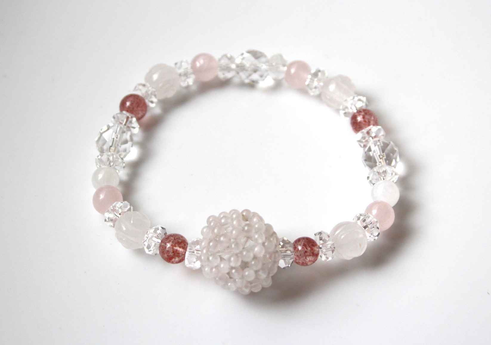 フラーレンブレスレット　ローズクォーツ