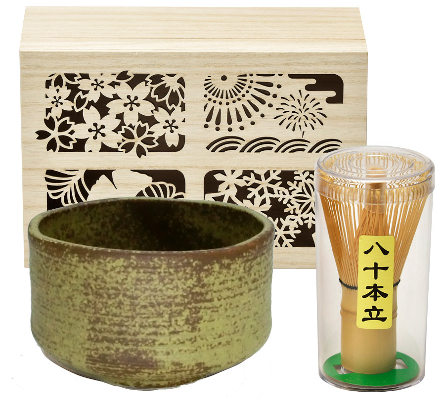 MCW-Ｓ7　抹茶碗セット木箱入　窯変yellow