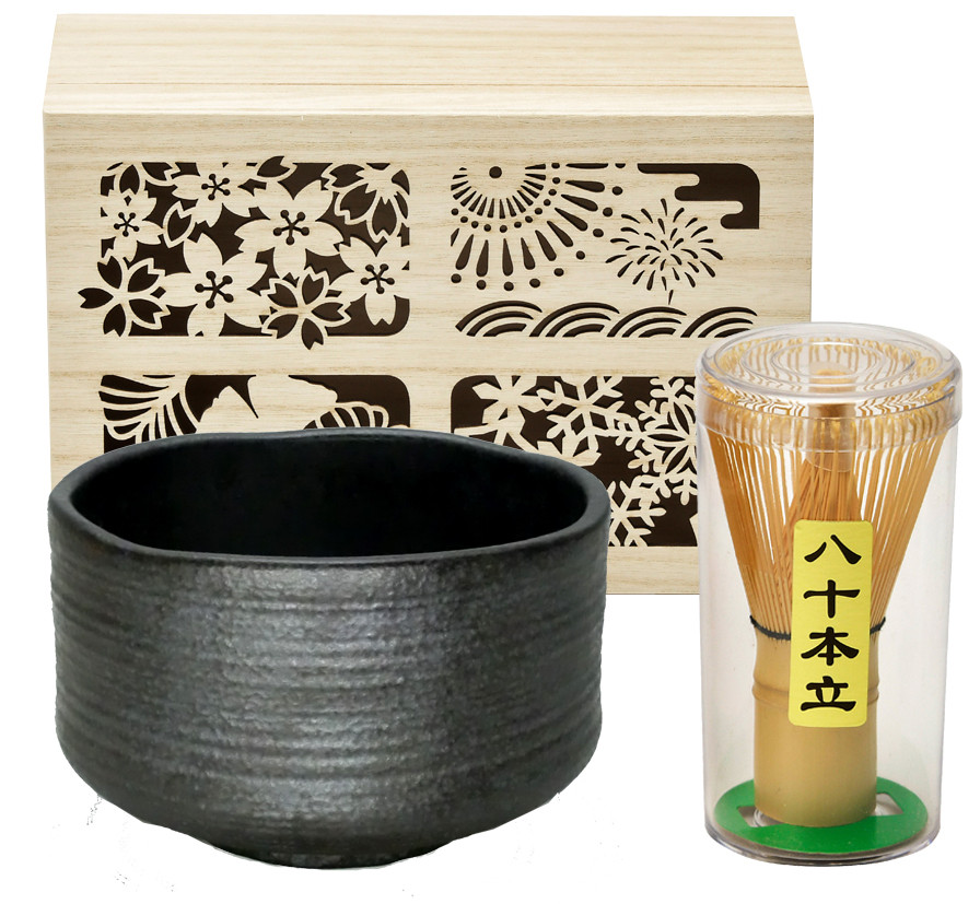 MCW-Ｓ8　抹茶碗セット木箱入　窯変black