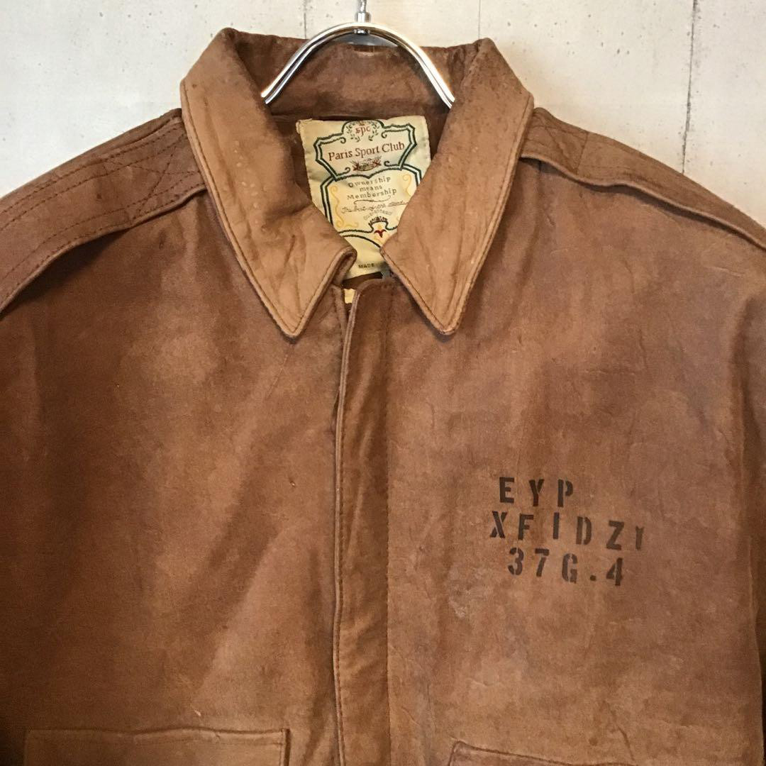 希少 80s A-2 フライトジャケット M カスタムステンシル ペイント カウレザー 茶