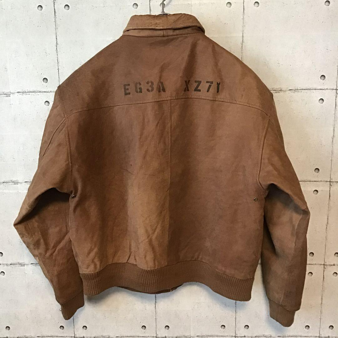 希少 80s A-2 フライトジャケット M カスタムステンシル ペイント カウレザー 茶