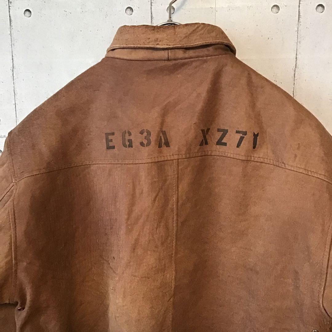 希少 80s A-2 フライトジャケット M カスタムステンシル ペイント カウレザー 茶