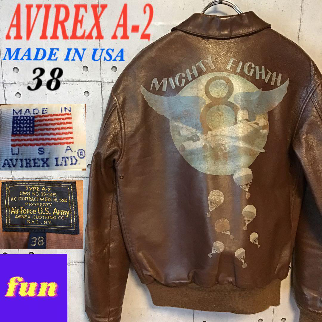 【USA製】AVIREX A-2 バックペイント 38 CONMARジップ M