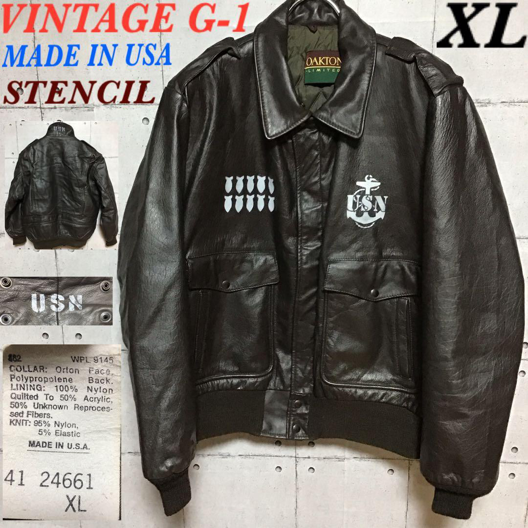 USA製　ビンテージ G-1 フライトジャケット ステンシル カスタムペイント
