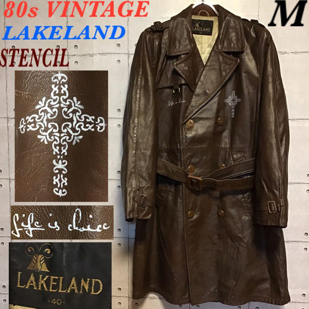 【USA製】80s LAKELAND レザー　カスタムステンシル ペイント M 希少 ​
