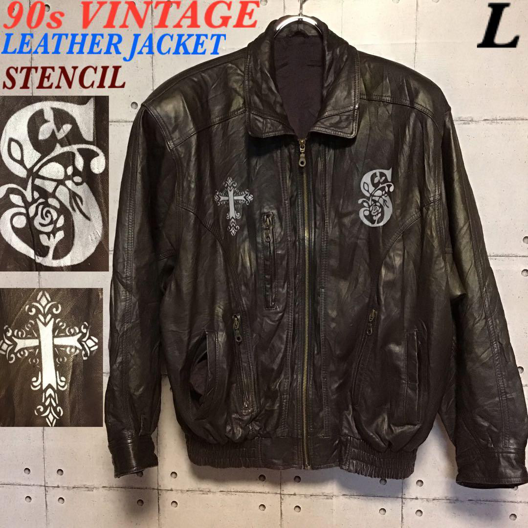 【希少ラム革】80s フライトジャケット 4ポケ ステンシル ペイント