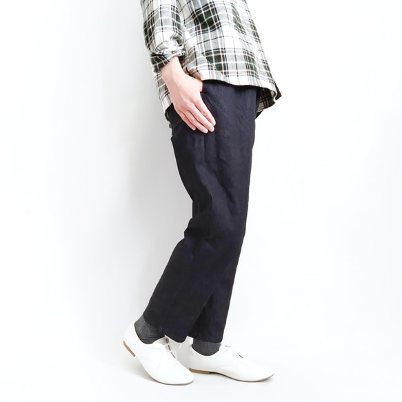 再販！× 11  新！デニムのなんでもないパンツ  中厚の11oz  日本製の本格デニム  濃いめのインディゴ 5枚目の画像