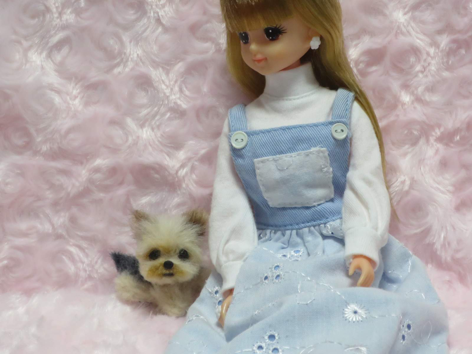 羊毛フェルト犬ヨークシャーテリア ヨーキー ミニチュアドールハウス リカちゃん ジェニーちゃん ブライスちゃんのペットに
