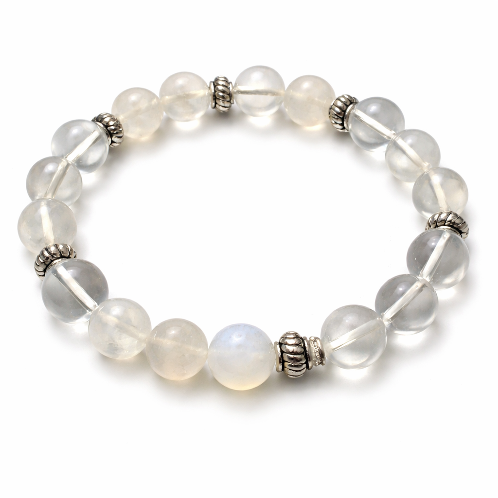 ブルームーンストーン　水晶ブレスレット