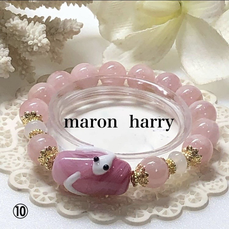 ⭐️大人気⭐️白蛇とんぼ玉・天然石ブレスレット•*¨*•.¸¸♬